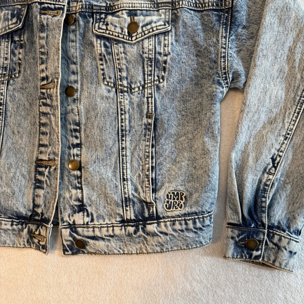 Empyre Acid Wash Denim Jacket Blue XS Cropped Trucker Jean Jacket Cotton